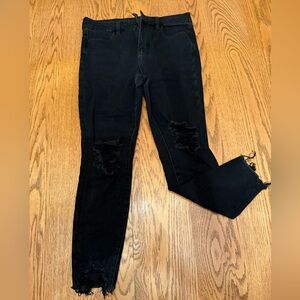 American Eagle Outfitters Black Ripped Skinny Jeans